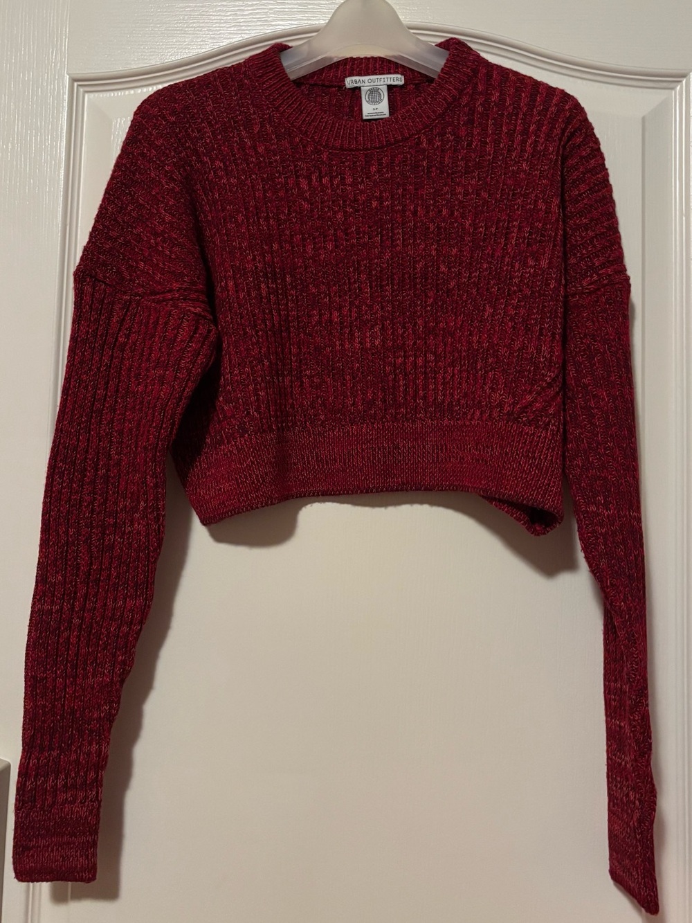 Urban Outfitters Red Ribbed Knit Cropped Sweater